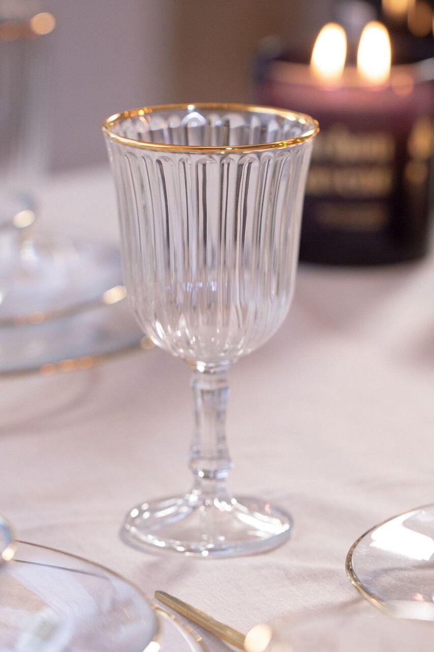 Set de pahare de vin, Hermia, 127RKL1190, Auriu / Transparent - imagine 7